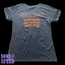 Load image into Gallery viewer, Billy Lane&#39;s Sons of Speed Womens V-Neck Jersey Charcoal/Black
