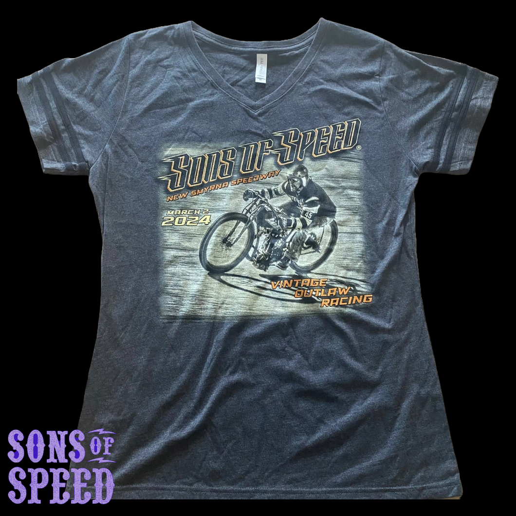 Billy Lane's Sons of Speed Womens V-Neck Jersey Charcoal/Black