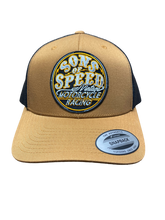 Load image into Gallery viewer, Billy Lane Sons of Speed Caramel Brown &amp; Black Curved Brim hat
